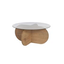 Tavolo Basso In Legno "aeris" - 75 X 75 X 35 Cm - Chêne Saphir Fumées
