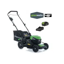 Greenworks – Tosaerba Elettrico 48V GD48LM46 – Larghezza di Taglio 46 cm – Altezza di Taglio 25-80 mm – Capacità Sacco 55 litri