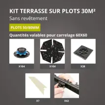 Jouplast – Kit Para Terraza 30 M² – Soportes Regulables 50/80 Mm