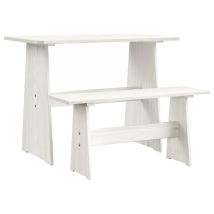 Rubberskin - Vidaxl Tavolo Da Pranzo Con Panca Reine Bianco Legno Massello Di Pino