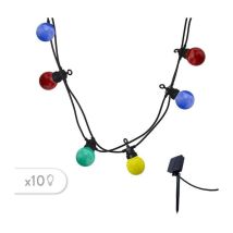 Guirnalda solar LED multicolor 10 bombillas 5,70 m – Iluminación exterior – Decoración para fiestas