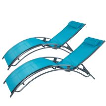 2er-set Verstellbare Liegestühle Grau Und Blau Cali