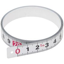 Tajima Bandmaß selbstklebend 1m x 13mm – Stahl – weiß – 196g – Maßanfang: links