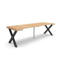 Skraut Home - Ausziehbarertisch, Multifunktionaler Ausziehbarer, 260, Für 12 Gäste, Massivholz Beine, Moderner Stil, Eiche