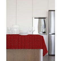 Gemitex Tovaglia Felpata Plus 140x180 Cerata In Pvc Decoro Pois Rosso Made In Italy