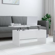 Tavolino,tavolino Da Salotto,tavolino Basso Bianco Lucido 102x50,5x46,5 Cm In Legno Multistrato Asfv837229 Maisonchic