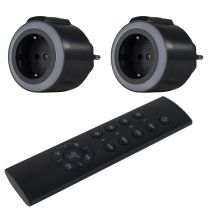 Rev 0085520503 - Enchufe Inalámbrico (2 Enchufes Con Mando A Distancia, Hasta 50 M, 3680 W/st), Color Negro
