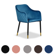 Silla De Comedor Individual De Terciopelo Verona - Patas De Metal Con Tapas Doradas - Silla De Comedor - Silla Tapizada - Silla De Comedor Moderna - 
