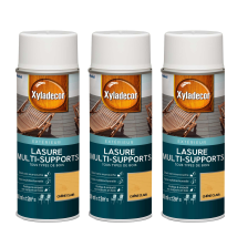Xyladecor - Lasure Aérosol Multi-supports - Lot De 3 - Tous Types De Bois Extérieur - Mat Chêne Clair 400 Ml
