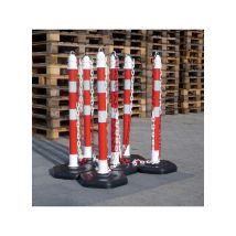 TEMKA Kettenpfosten-Set – 6 Pfosten + 5 x 3 m Kette – Rot/Weiß – Durchmesser 63 mm – Höhe 1000 cm – Gewicht 4,2 kg