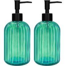 2-piece Glass Soap Dispenser With Black Pump, 420ml Refillable Pump Dispenser