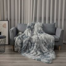 Xinuy - Blanket, Fluffy Faux Fur Blanket, Gray Fleece Plaid, Bedspread, Soft Plaid, Sofa Blanket 130x160cm