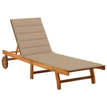 Tumbona Silla De Playa Cama De Jardín Mueble De Exterior Para Patio 200 Cm Con Cojín Madera Maciza De Acacia 020012410