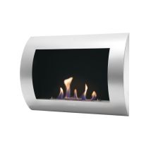 Purline - Chimenea De Etanol Mural Con Panel Frontal Curvado Negro