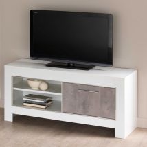 Meuble Tv Modena 112 Cm - Blanc/béton