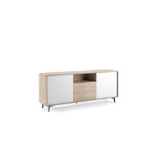 Aparador Con Estructura De Roble Y Puertas Blancas Dama Apertura Push 2 Cajones De Roble Con Puertas Blancas Dama