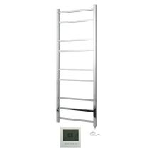 Greenedhouse - Greened House Cumbria Electric Square Tube Stainless Steel Heated Towel Rail 600x1395mm Mirror Polished Finish + 7 Day Timer/thermostat