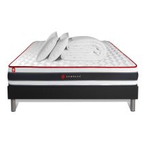 Komplettpaket Bett - Matratze 140x200 Cm + Boxspringbett Mit Lattenrost (im Set) + 2 Kopfkissen + Bettdecke - Energy