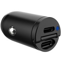 Celly – Autoladegerät CC MINI 2x USB-C PD 30W – kompakt, mit LED, für Smartphones und Tablets – 39,5 x 20,6 x 20,6 mm