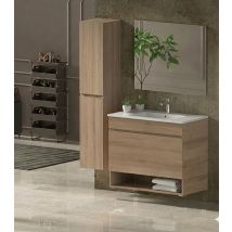 Mobile Bagno Nebari Già Montato 1 Cassetto, Lavabo E Specchio Estepa 100x40 Cm Con Colonna