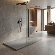Receveur De Douche En Résine Couleur Ciment 75x170 Cm Avec Grille Et Bonde - Showey