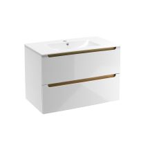 Naturel - Badezimmermöbel Mit Waschbecken Stilla 80x60x45 Cm Weiß (stillad08057u1)