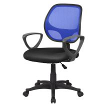 Serena - Silla De Oficina Geraldton, Silla Operativa De Malla Con Reposabrazos, Asiento De Oficina Ergonómico, Cm 56x57h88/100, Negro Y Azul