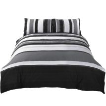 Rapport Home - Signature, Rapport Striped Grey, Copripiumino Trapuntato King Size E 2 Set Federa Per Adulti, Cotone E Poliestere