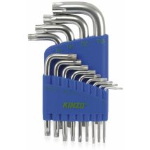 Torx-Schlüsselsatz 13-teilig – T-Profil – Chrom-Vanadium-Stahl – Kurz bis 110 mm – Kinzo