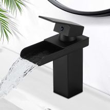Schwarzer Waschtischhahn, Wassersparender Keramik-wasserfallhahn Für Badezimmer, Eleganter Design-badezimmermischer