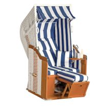 Sunny Smart - Sunnysmart Garten-strandkorb Rustikal 250 Plus 1-sitzer Weiß/blau Mit Kissen