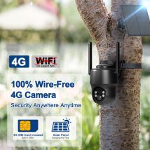 Anran - Cámaras De Videovigilancia Exteriores 3g/4g Lte Cámara Vigilancia Con Bateria, Tarjeta Sim+32gb Tarjeta Sd, 2k 360° Ptz Solar Cámara, 