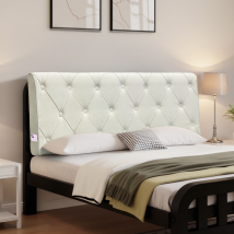 Testiera Imbottita. Testiera Moderna In Tessuto Con Bottoni, Assemblaggio Senza Attrezzi.200x60 Cm, Beige.