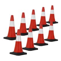 Ecd Germany - 9x Cono De Tráfico Obra Pieza De Señalización Emergencia Color Rojo Y Blanco 51 Cm De Altura Con Base Pesada Y Robusto Pilón De 