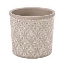 Burgon & Ball – Glazed Pot Porto Large Grey – Water Reservoir Pot – 16cm Diameter x 14.5cm Height