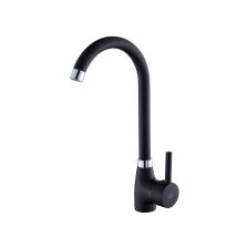 Grifo monomando de fregadero Jade negro – 21,5 x 7 x 38 cm – Latón lacado – Caño giratorio – Diseño moderno