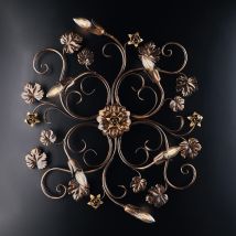 Plafón De Hierro Marrón Dorado Seis Luces 79x67x H17 Cm