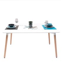 Homely - Mesa De Comedor O Cocina De Diseño Nórdico Tower Sobre De Dm Lacado En Color Blanco Y Patas De Madera De Haya 120x80