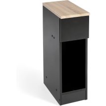 Mesita De Noche Estrecha Slim 1 Cajón 60x35x24 Cm Negro/taupe