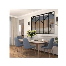 Lucernario In Alluminio - 5 Pannelli Vetrati Con Archi Decorativi - Nero - 173 X 123 Cm