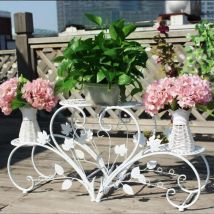 Soporte De Hierro Para Macetas Plantas Flores Para Decoración Interior Con 4 Niveles 93x40x23cm, Blanco