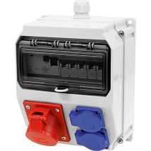 KS-Wandverteiler LOFER 16/5 2xSSD – IP54 – 2xSCHUKO – 1xCEE 16A 5p 400V – 3xLS-Schalter – Kunststoff – grau