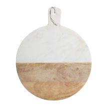 [non Utilizzato] Kitchencraft Masterclass Tavola Da Portata Rotonda In Marmo Dede Legno Formaggio, Salse E Coperture, 40,5 X 50 Cm - Bianco/legno