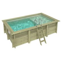 Piscina In Legno Aqua 4.65 X 2.85 – H.1.24 M Con Spiaggia, Sabbia, Con Supporti Da Cementare - Bas7306ospi3+pla306