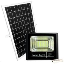 Faretto LED 60W con pannello solare IP65 – Luce 6500K – 1375 lm – Telecomando incluso – Autonomia 12 ore – Colore Nero