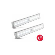 Miya - Set Of 2 Led Motion Sensor Night Lights Closet Lights Led Strips Self Adhesive Powered By Aaa Batteries (not Included) Aluminum Finish