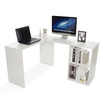 Meerveil – Bureau D'Angle Avec Rangement 2 Étagères – Dimensions 108x135x73,5 Cm – Panneaux De Particules 15 Mm – Facile À Monter