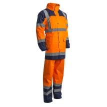 Hochsichtbarkeits-Arbeitsregenbekleidungssatz HYDRA – Neonorange – Größe M – 40/42