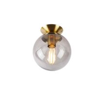 Art Deco Deckenlampe Messing Mit Rauchglas - Pallon