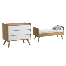Lit Bébé Évolutif Et Commode À Langer Vox Vintage Bois Blanc